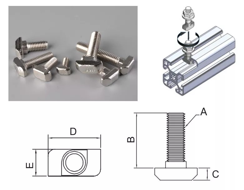 T-Slot Bolt for Aluminium Profiles | AS Component