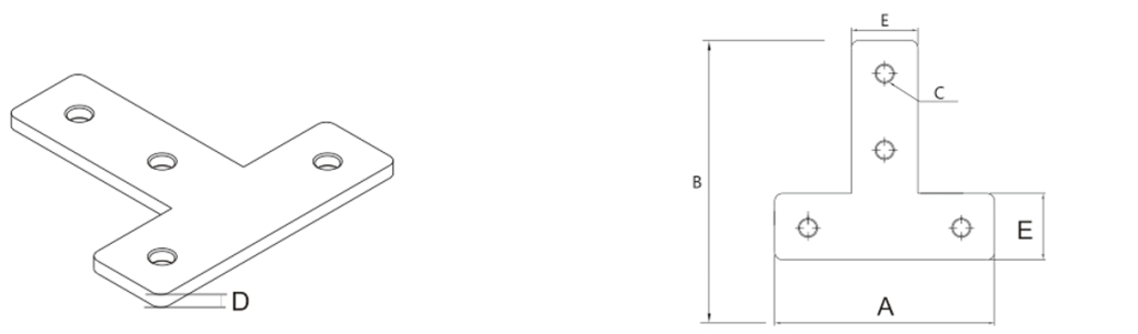 Tee Connecting Plate for Aluminium Extrusion | AS Component Australia
